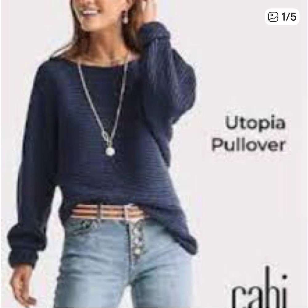 CAbi #6232 Dark Blue Ribbed Pullover Sweater